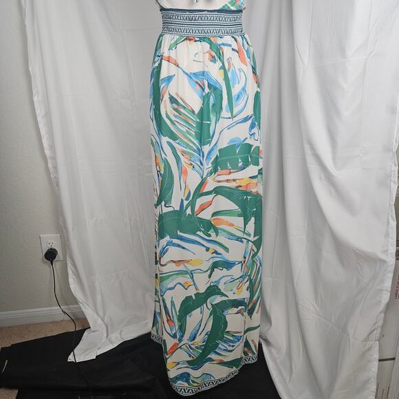 Jealous Tomato Halter Maxi Dress Women Small White Tropical Boho Resort Vacation - Picture 6 of 11